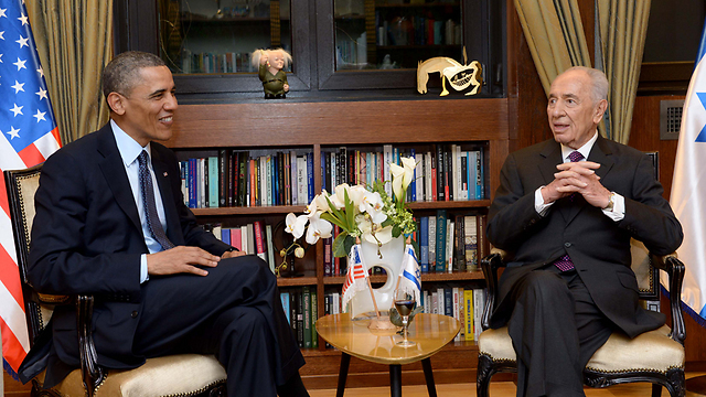 Obama and Peres at the Israeli President's Residence (Photo: Avi Ochion, GPO)