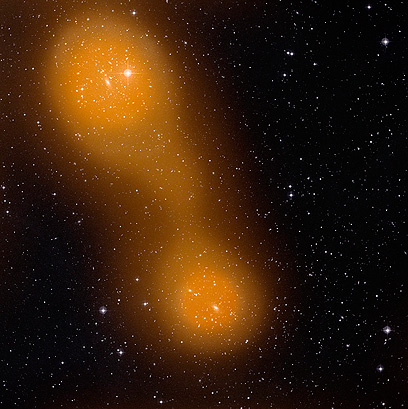 "גשר" גזים שמחבר בין גלקסיות רחוקות, שנקלט במכשירי הלויין (צילום: AP) (צילום: AP)