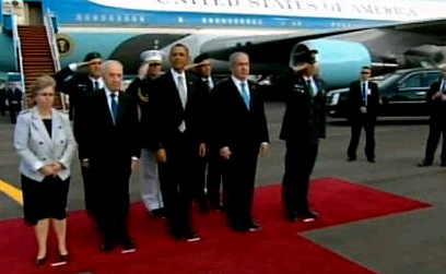 נתניהו ופרס נפרדים מאובמה בנתב"ג