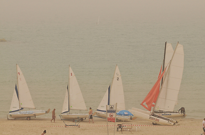 מפרש לבן באופק? חוף תל-אביב (צילום: ירון ברנר) (צילום: ירון ברנר)