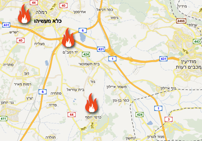 אזור השריפות (צילם: Google maps) (צילם: Google maps)