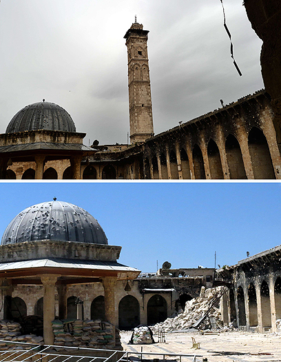 הריסות מסגד האומיי בעיר העתיקה של חלב (צילום: AFP) (צילום: AFP)