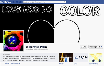 "לאהבה אין צבע". עמוד הפייסבוק שפתחו התלמידים שיזמו את הנשף המעורב ()