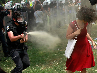 שימוש בגז מדמיע נגד מפגינים במהלך המחאה (צילום: רויטרס) (צילום: רויטרס)