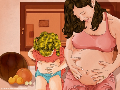 מה התינוק עושה בבטן של אמא? מתוך הפרויקט "טוקופוביה" (צילום: רוני רוזן) (צילום: רוני רוזן)