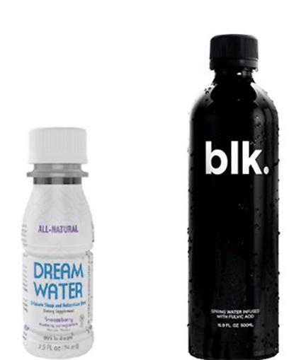 מים שחורים מזרזי מטבוליזם לכאורה ומים שאמורים להזין את העור (מהאתר: pavonefood.com) ()