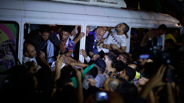 A prisoner exchange celebration next to Gaza (Photo: Reuters)