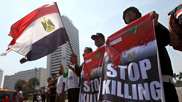"לעצור את ההרג". הפגנה של "האחים המוסלמים" (צילום: AP) (צילום: AP)