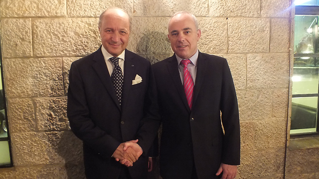 French foreign minister with Steinitz (Photo: Strategic Affairs Ministry)