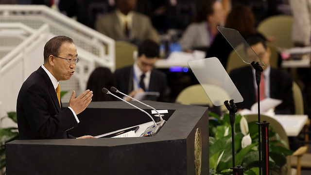 נאום הפתיחה של מזכ"ל האו"ם, באן קי-מון (צילום: AP) (צילום: AP)