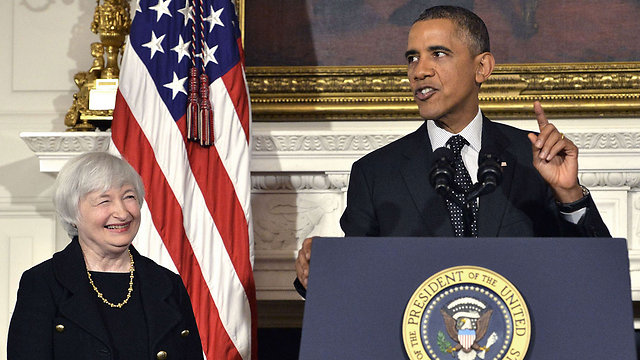 נשיא ארה"ב ברק אובמה ויו"ר הפדרל ריזרב ג'נט ילן (צילום: AFP) (צילום: AFP)