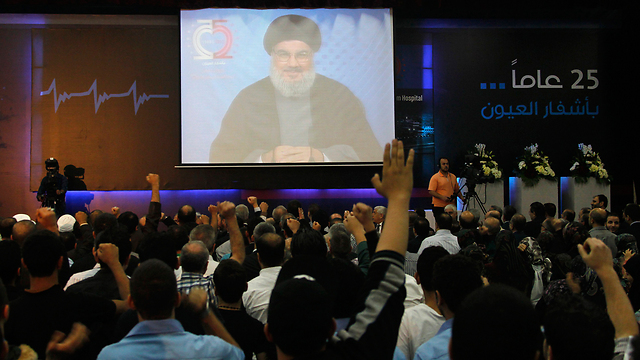 Nasrallah's speech aired in Beirut (Photo: Reuters)