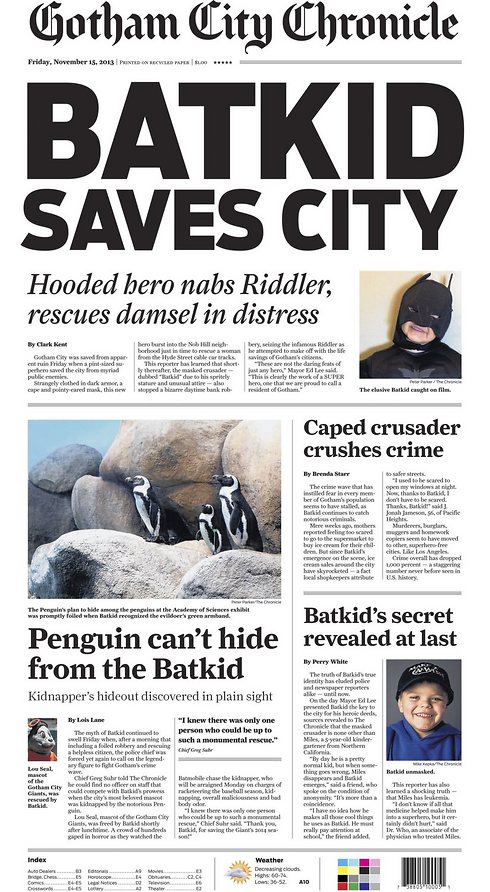 עיתון הסן פרנסיסקו כרוניקל משתף גם הוא פעולה: "באטקיד הציל את העיר" (צילום: AP) (צילום: AP)