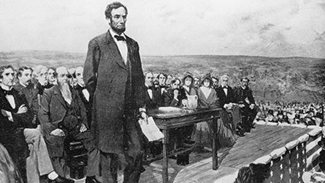 לינקולן נושא את נאום גטיסבורג (צילום: גטי אימג'ס) (צילום: גטי אימג'ס)