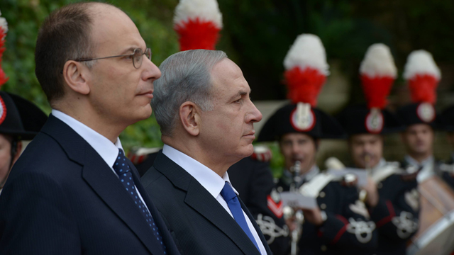 PM, with Italy's Letta (Photo: Amos Ben Gershom, GPO)