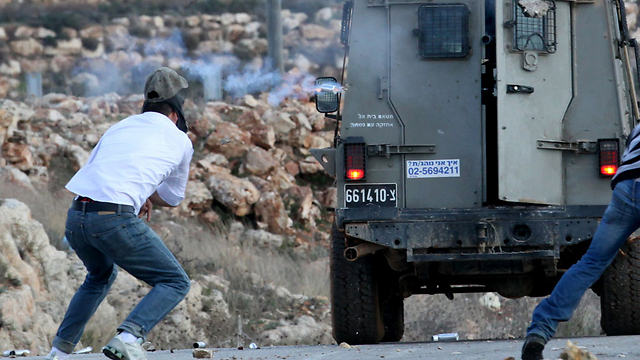 Palestinian-published photo, purportedly documenting Tamimi's hit (Photo: Haim Schwarzenberg)