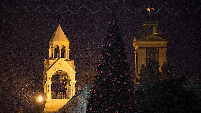 Snow in Bethlehem, earlier this month (Photo: Konstantin Hoshana) 