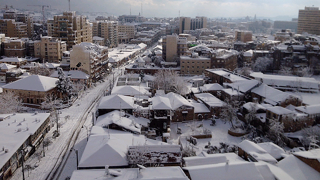 ירושלים בסערת השלג (צילום: מיכאל אבן צור) (צילום: מיכאל אבן צור)