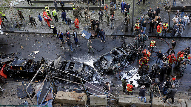 Car blast in Beirut, Friday (Photo: AP)
