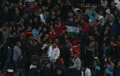 העימותים ביציעי סכנין על רקע הנפת דגל פלסטין (צילום: אלעד גרשגורן) (צילום: אלעד גרשגורן)