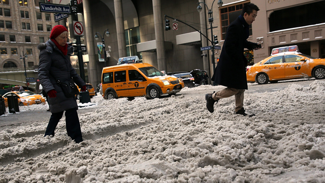 קרח בוצי במנהטן, ניו יורק (צילום: AFP) (צילום: AFP)