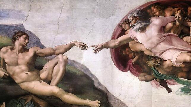 הקפלה הסיסטינית. מיכאלאנג'לו צייר בשתי ידיו - גם ימין וגם שמאל ()