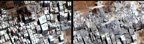 2012. שכונת טדמון בדמשק ב-16 ביולי 2012 (משמאל) וב-22 בספטמבר (צילום: AP) (צילום: AP)