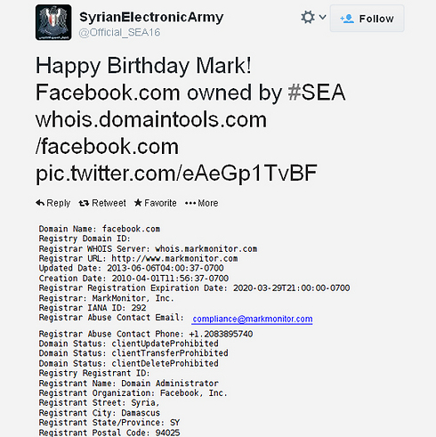SEA purports changing Facebook's domain on Twitter 