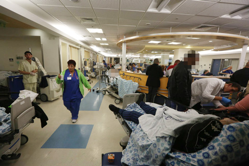 Overcrowding in Hadassah Medical Center due to a strike of medical staff (Photo: Gil Yohanan)