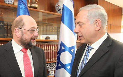 Schulz and Netanyahu (Photo: Courtesy of the Knesset) (Photo: Courtesy of the Knesset)