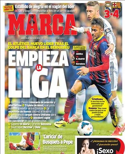 וואוו! איזו ליגה יש לנו בספרד. שער העיתון 'מארקה' (צילום: שער המארקה) (צילום: שער המארקה)