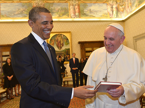 אובמה והאפיפיור היום בוותיקן (צילום: AFP) (צילום: AFP)