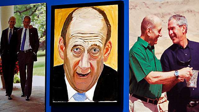 Olmert, oil on canvas (Photo: AP)