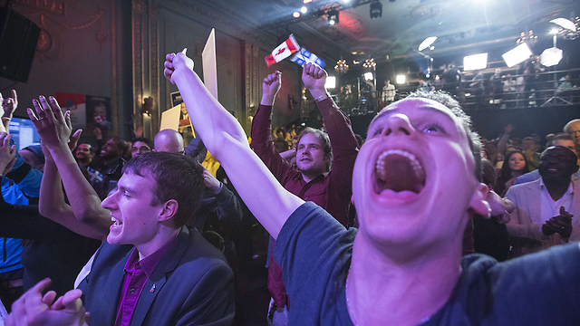 שמחת המנצחים. תומכי המפלגה הליברלית (צילום: AFP) (צילום: AFP)