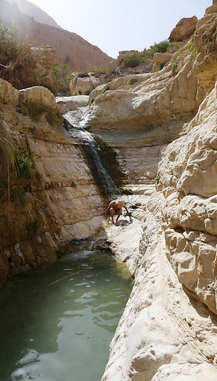 הבריכות בכניסה למערת דודים (צילום: דעאל שלו)