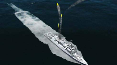 הדמיית שיגור הטילים מספינת הטילים (צילום: דובר צה"ל) (צילום: דובר צה