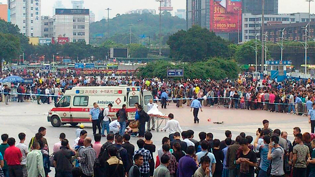 Nine people stabbed by Uighur nationalists outside of the Guangzhou Railway Station in 2014 (Photo: Reuters)