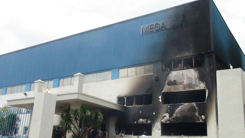 מפעל שנשרף בבין דונג (צילום: AFP) (צילום: AFP)