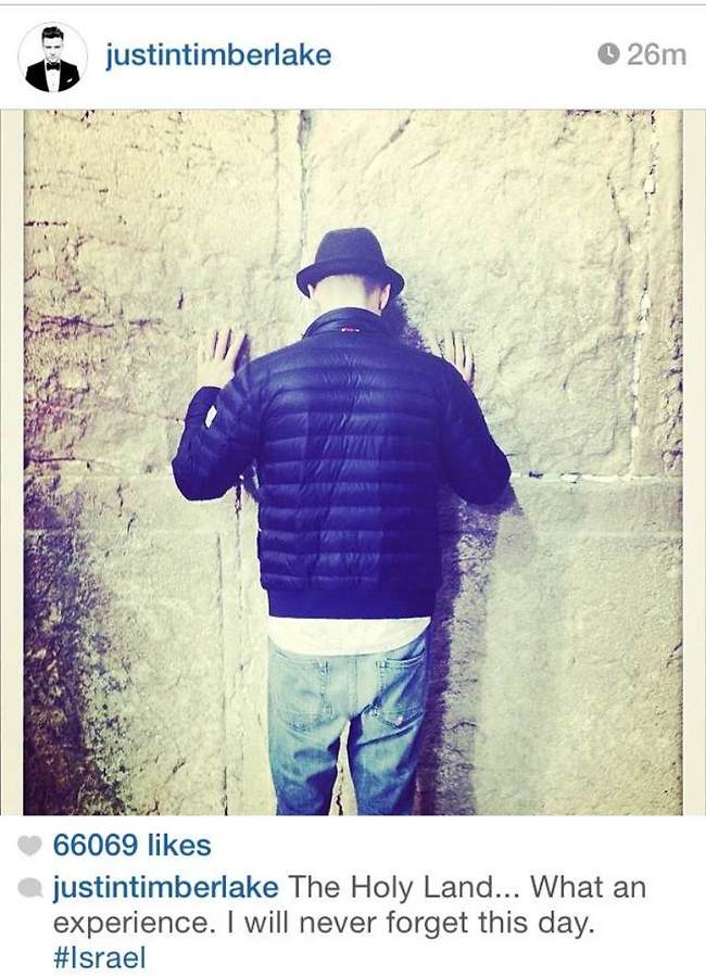 Justin Timberlake in #Israel (Screenshot: Instagram)