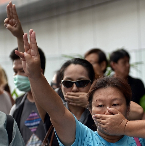 מפגינים נגד ההפיכה הצבאית וסתימת הפיות (צילום: AFP) (צילום: AFP)