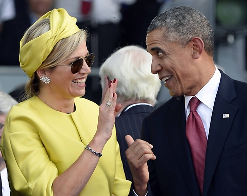מלכת הולנד עם נשיא ארה"ב לשעבר ברק אובמה (צילום: AFP) (צילום: AFP)