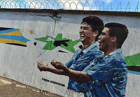 בבטו ורומאריו גם בציורי הרחוב בברזיל. "אין לזה מחיר" (צילום: AFP) (צילום: AFP)