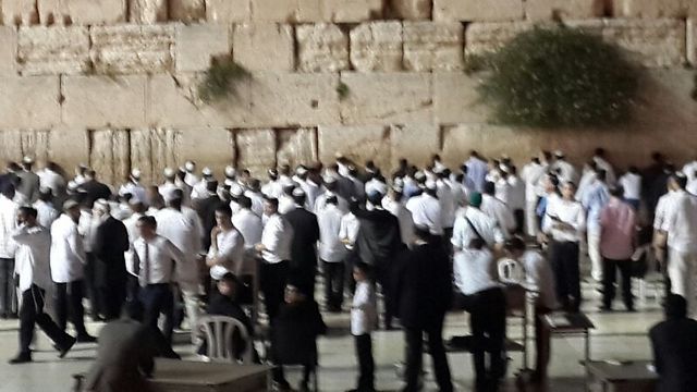 Praying for the teens' safe return at the Western Wall.