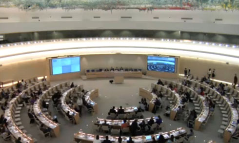 דיון עוין נגד ישראל. מליאת מועצת זכויות האדם בז'נבה (צילום: UN WEB TV) (צילום: UN WEB TV)