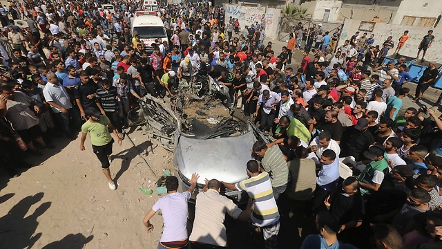 A car targeted by the IAF earlier Friday. (Photo: Reuters) (Photo: Reuters)