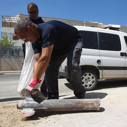 Rocket in Sderot (Photo: Reuters)