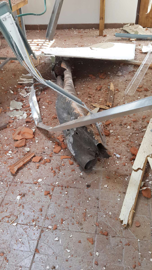The shrapnel that hit the Tel Aviv synagogue.