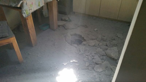 The house in Eshkol that suffered a direct hit (Photo courtesy of the Eshkol Regional Council spokesman)