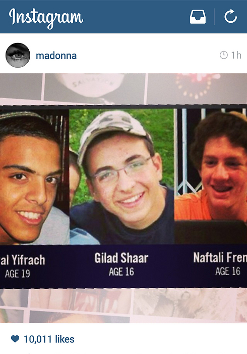 התמונה השנייה שמדונה העלתה: הנערים הישראלים שנרצחו (מתוך אינסטגרם)