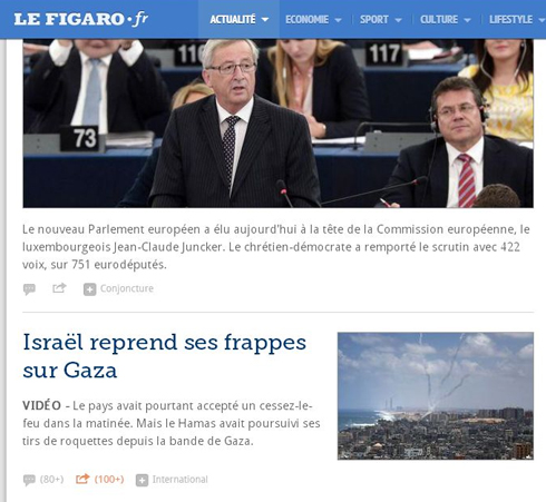 "לה פיגרו" הצרפתי מדווח על התחדשות ההפצצות: "ישראל הסכימה לקבל את הפסקתהאש, חמאס המשיך לירות רקטות" ()